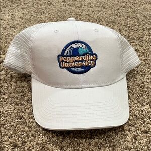White Pepperdine University Trucker Hat Velcro adjustable